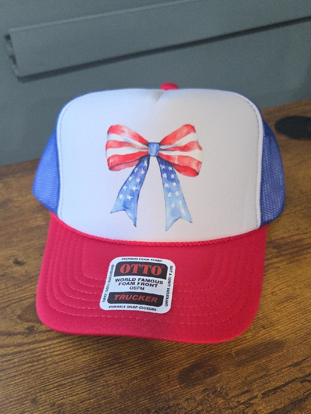 OTTO Trucker Hat with American Bow - Red, White & Blue